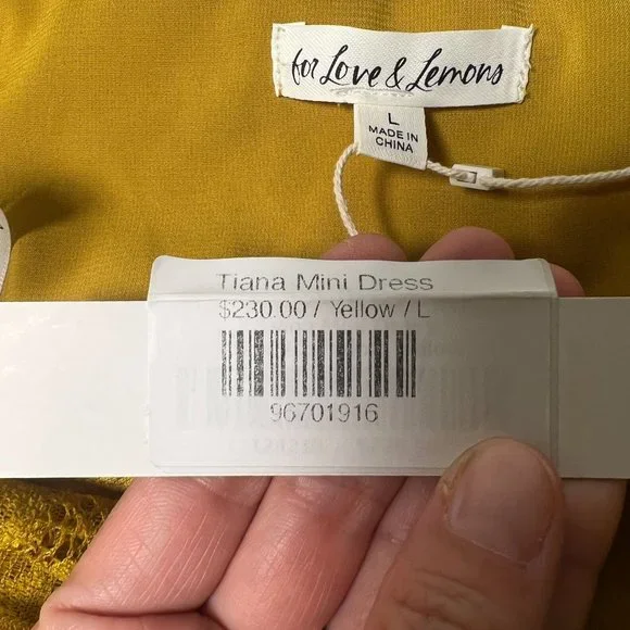 For Love And Lemons NWT Tiana one shoulder yellow lace mini dress - Picture 14 of 16